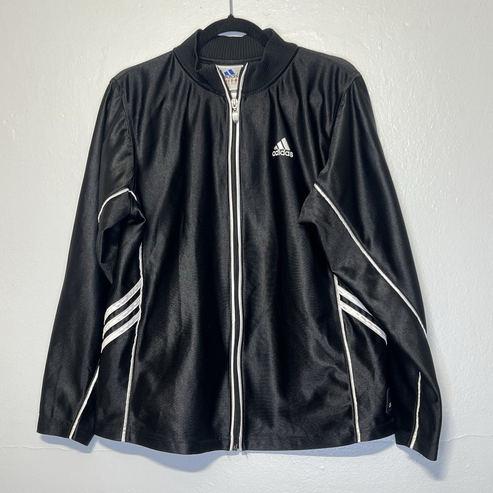 Vintage Adidas Jacket Mens Medium Black Track Full Zip Striped Originals
